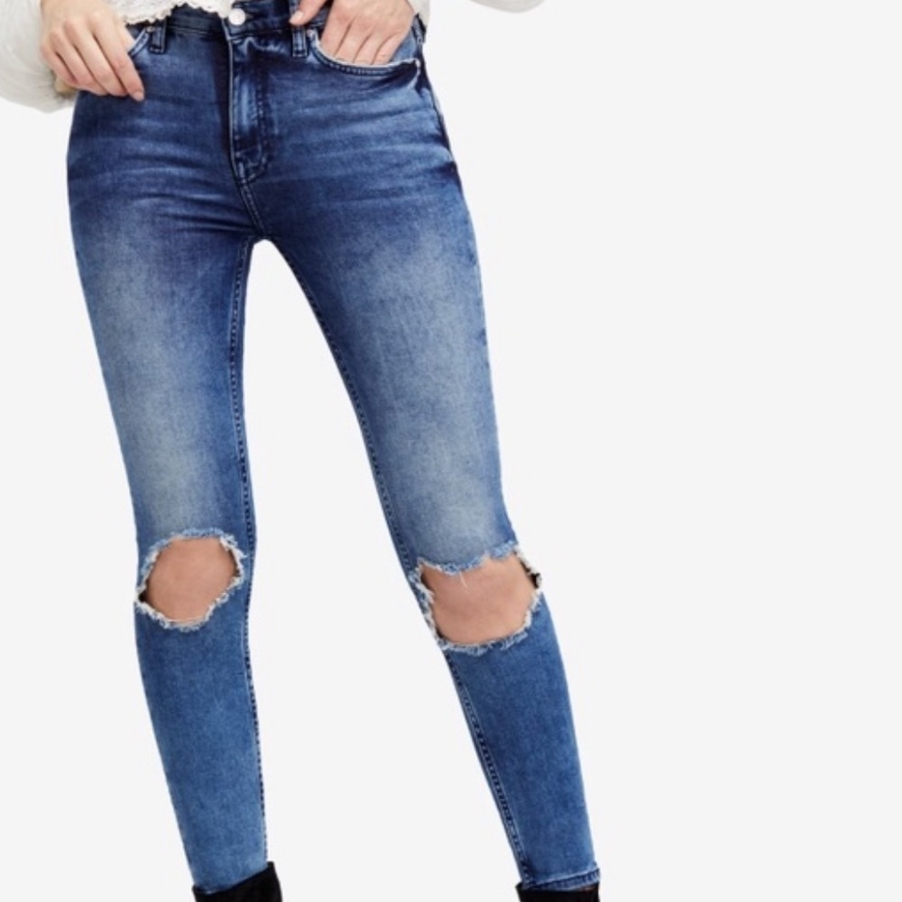 FREE PEOPLE cut out skinny jeans NWT - Picture 1 of 7